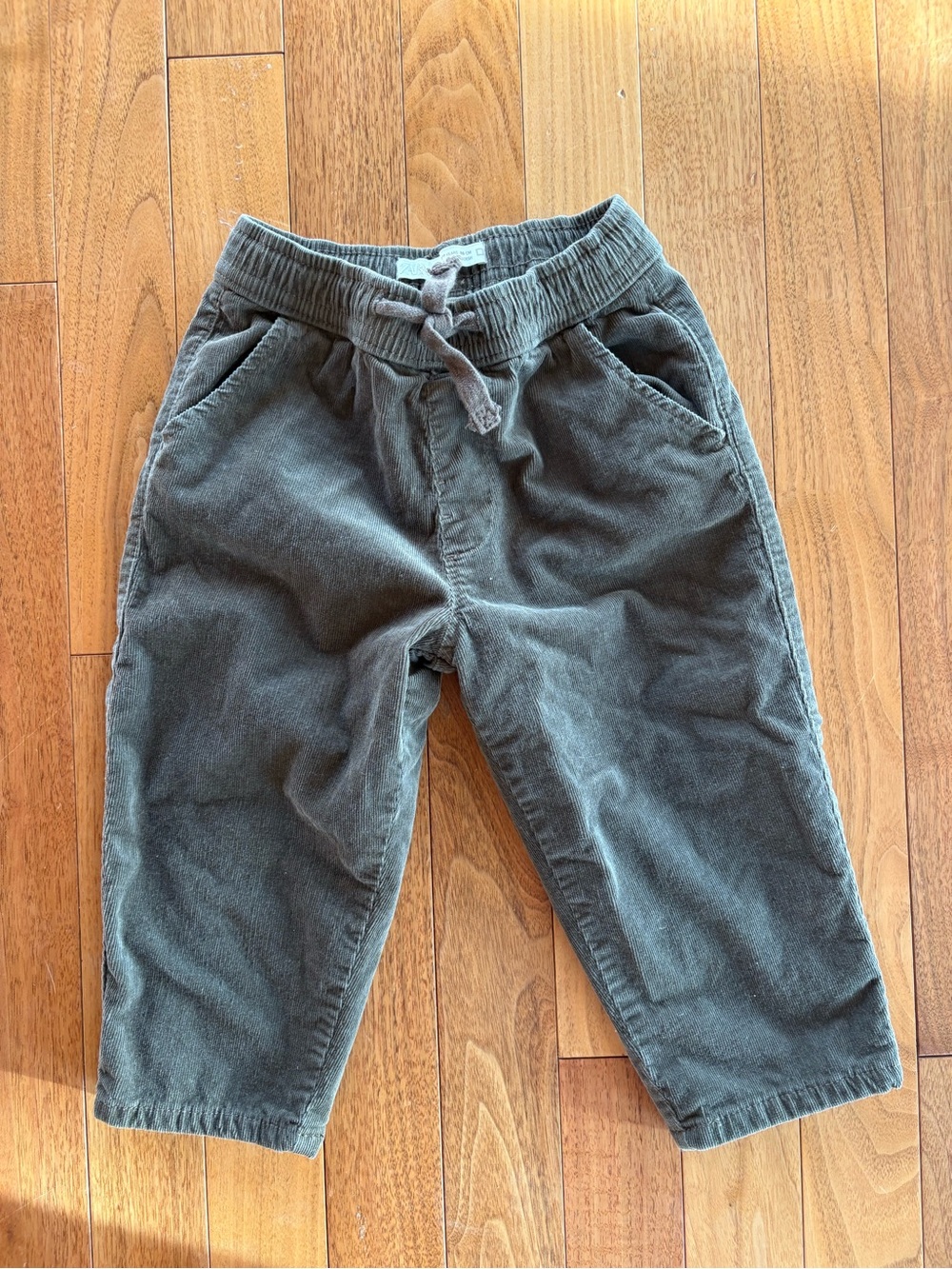 Zara Kids Corduroy Pull-On Pants olive green and lined for warmth